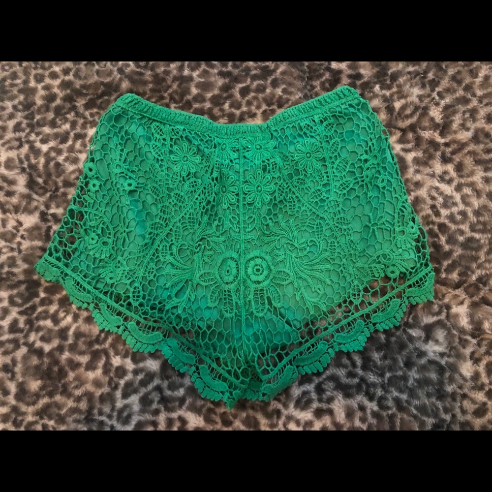 Green Lace Shorts